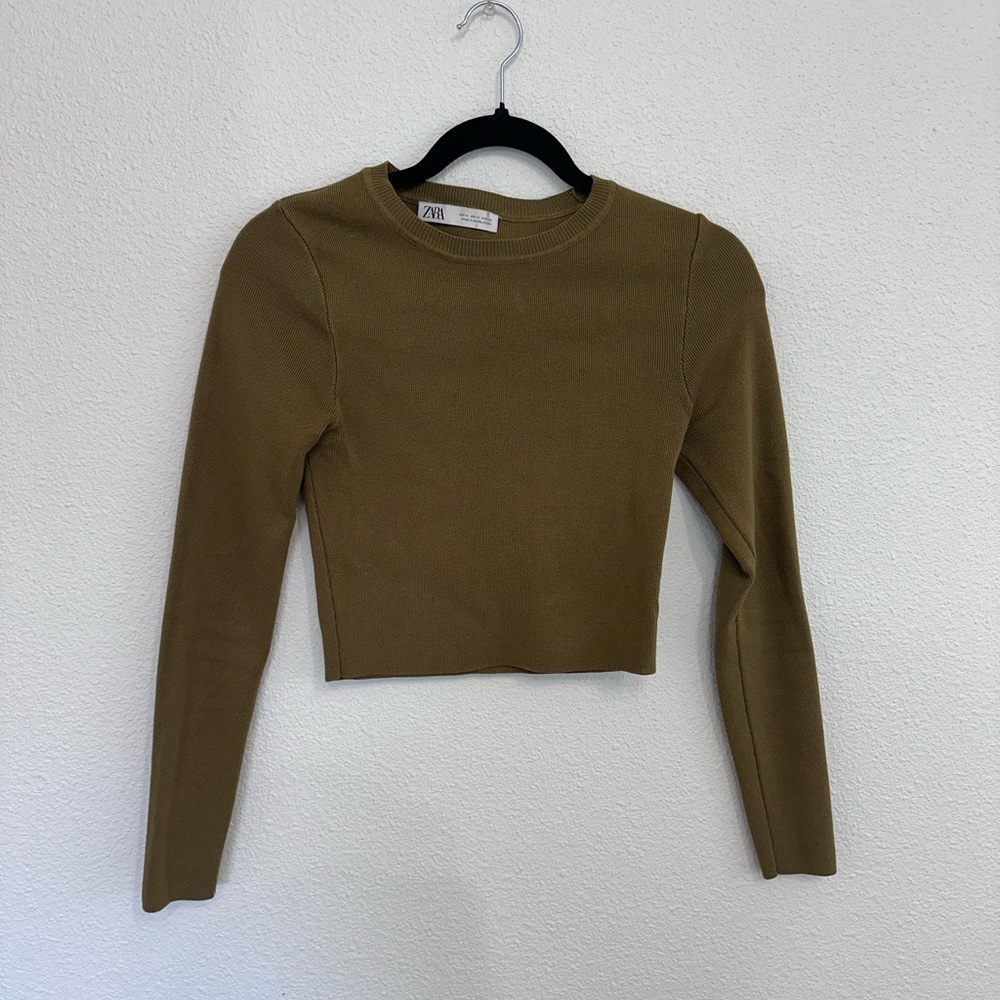 Zara long sleeve sweater top green